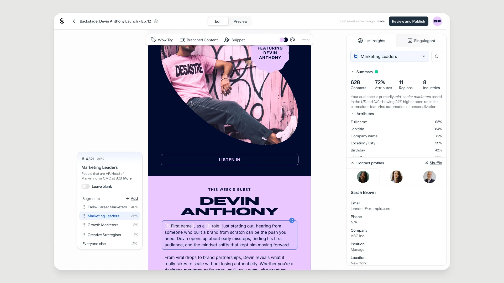 Singulate editor